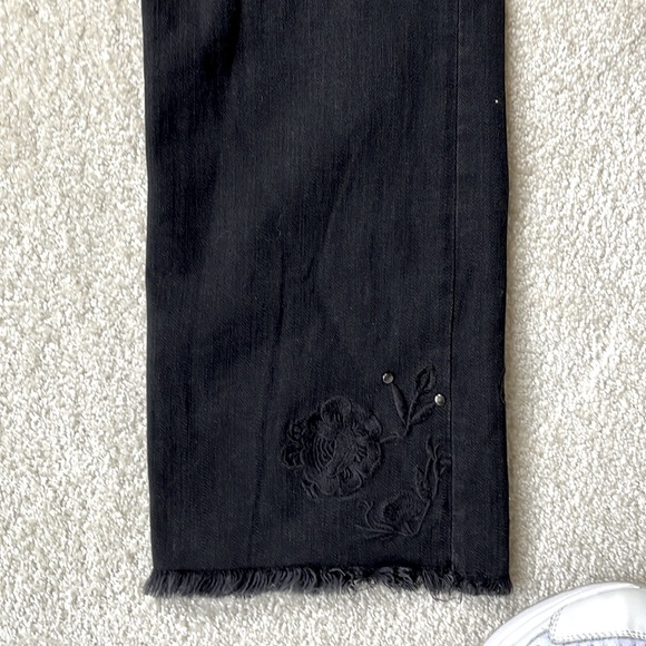 Zara Premium Denim Collection Jeans Embroidered black on black with stud details - Picture 5 of 11
